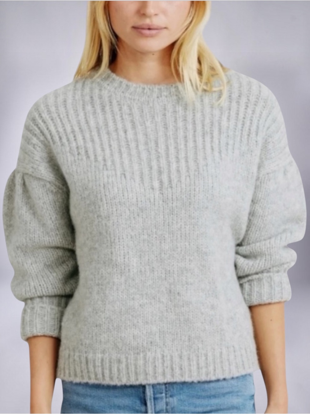 MIRTH AROSA NEW PULLOVER ALPACA BLEND DOVE GREY SWEATER SIZE MEDIUM